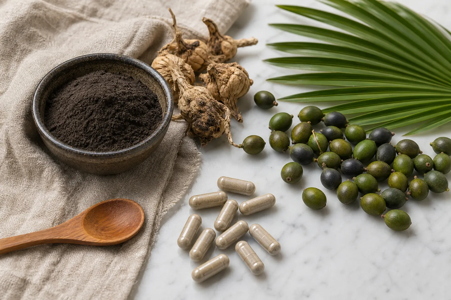 Maca negra, saw palmetto y zinc: ingredientes naturales de Alphaman